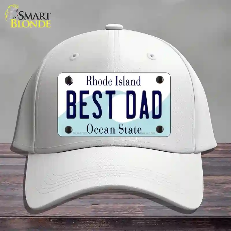 HAT21-MLP-11222 Best Dad Rhode Island State Novelty License Plate Hat, Cotton - White