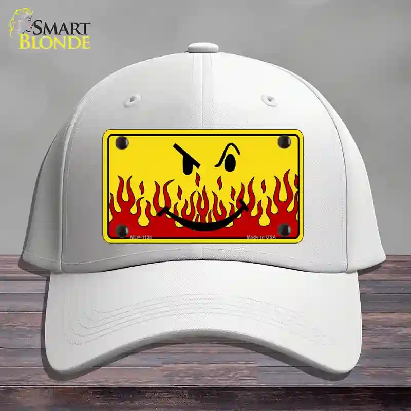 HAT21-MLP-1135 Smiley Flame Novelty License Plate Hat, Cotton - White