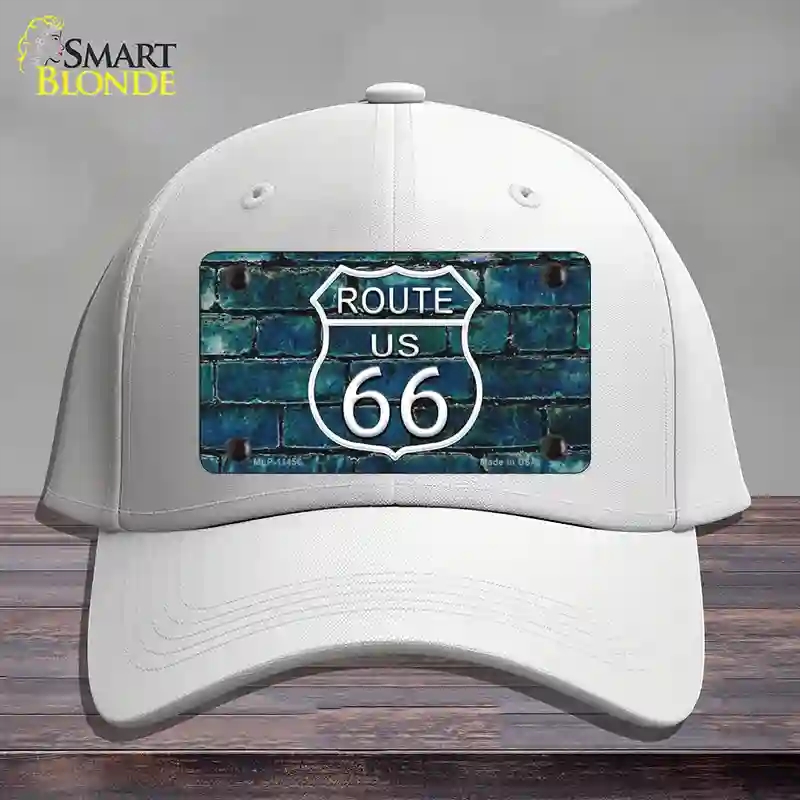 HAT21-MLP-11456 Route 66 Blue Brick Wall Novelty License Plate Hat, Cotton - White