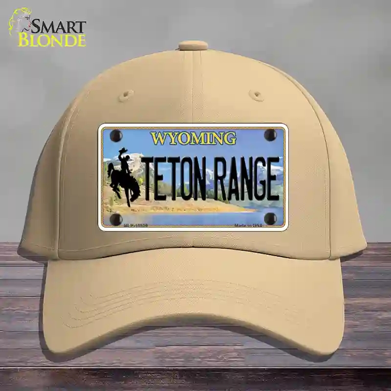 HAT22-MLP-10529 Teton Range Wyoming Novelty License Plate Hat, Cotton - Khaki