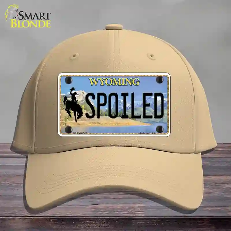 HAT22-MLP-10546 Spoiled Wyoming Novelty License Plate Hat, Cotton - Khaki