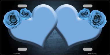 LP-11442 6 x 12 in. Hearts Over Roses In Light Blue Novelty License Plate