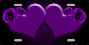 LP-11444 6 x 12 in. Hearts Over Roses In Purple Novelty License Plate