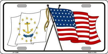 LP-11499 6 x 12 in. Rhode Island Crossed US Flag License Plate