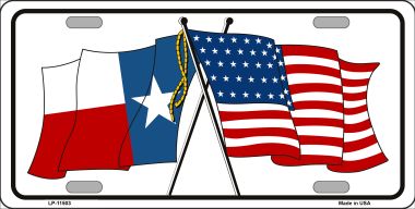 LP-11503 6 x 12 in. Texas Crossed US Flag License Plate