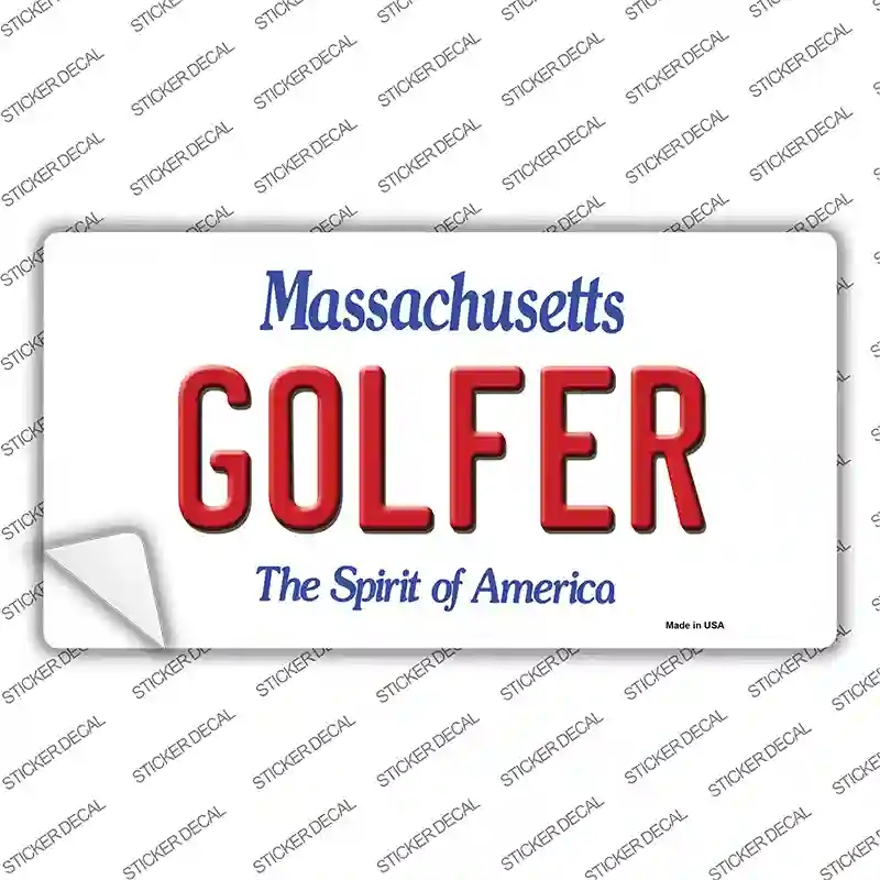 LP-11012s-L Golfer Massachusetts Novelty Sticker Decal, Large