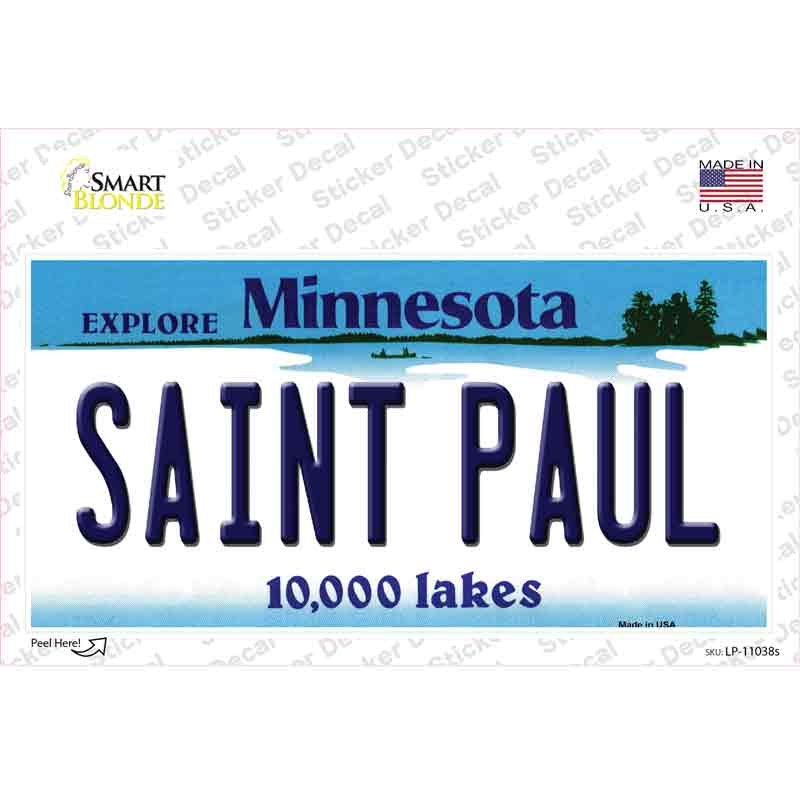 LP-11038s-M Saint Paul Minnesota State Novelty Sticker Decal, Medium