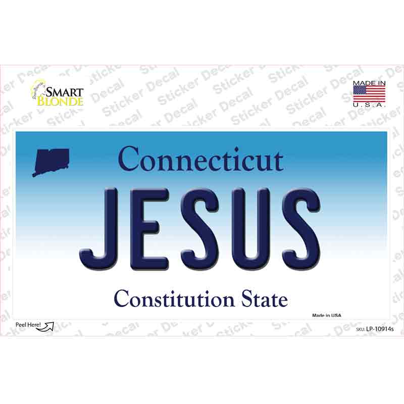 LP-10914s-M Jesus Connecticut Novelty Sticker Decal, Medium