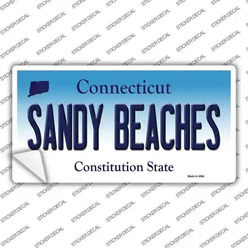 LP-10929s-L Sandy Beaches Connecticut Novelty Sticker Decal, Large