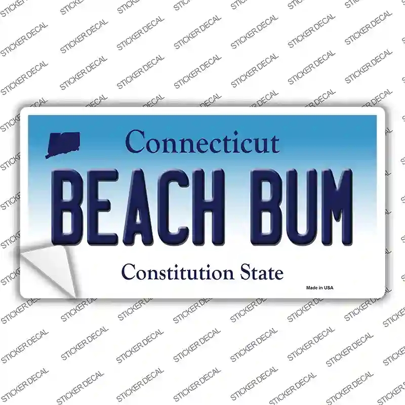 LP-10930s-XL Beach Bum Connecticut Novelty Sticker Decal, Extra Large