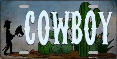 LP-11569 6 x 12 in. Cowboy Novelty License Plate