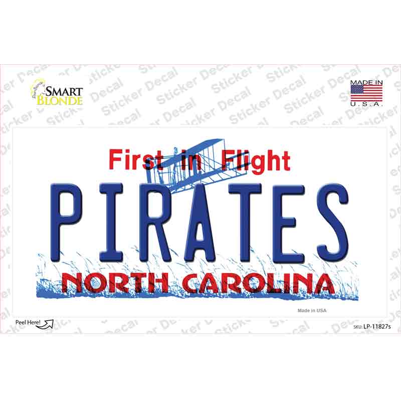 LP-11827s-M Pirates North Carolina Novelty Sticker Decal, Medium