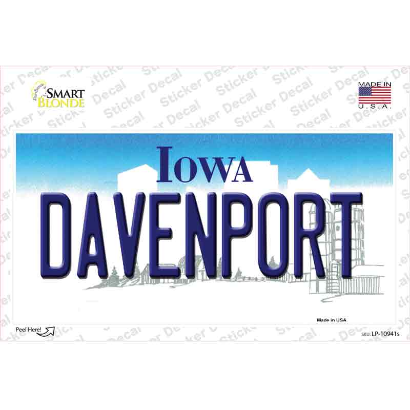 LP-10941s-M Davenport Iowa Novelty Sticker Decal, Medium
