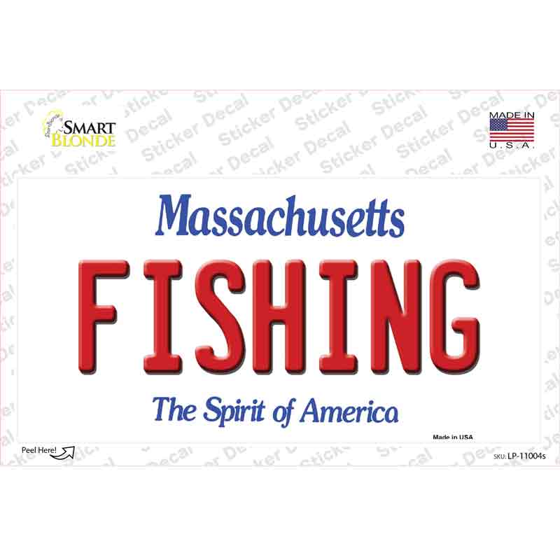 LP-11004s-M Fishing Massachusetts Novelty Sticker Decal, Medium