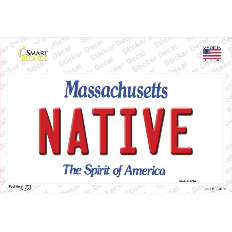 LP-11010s-M Native Massachusetts Novelty Sticker Decal, Medium