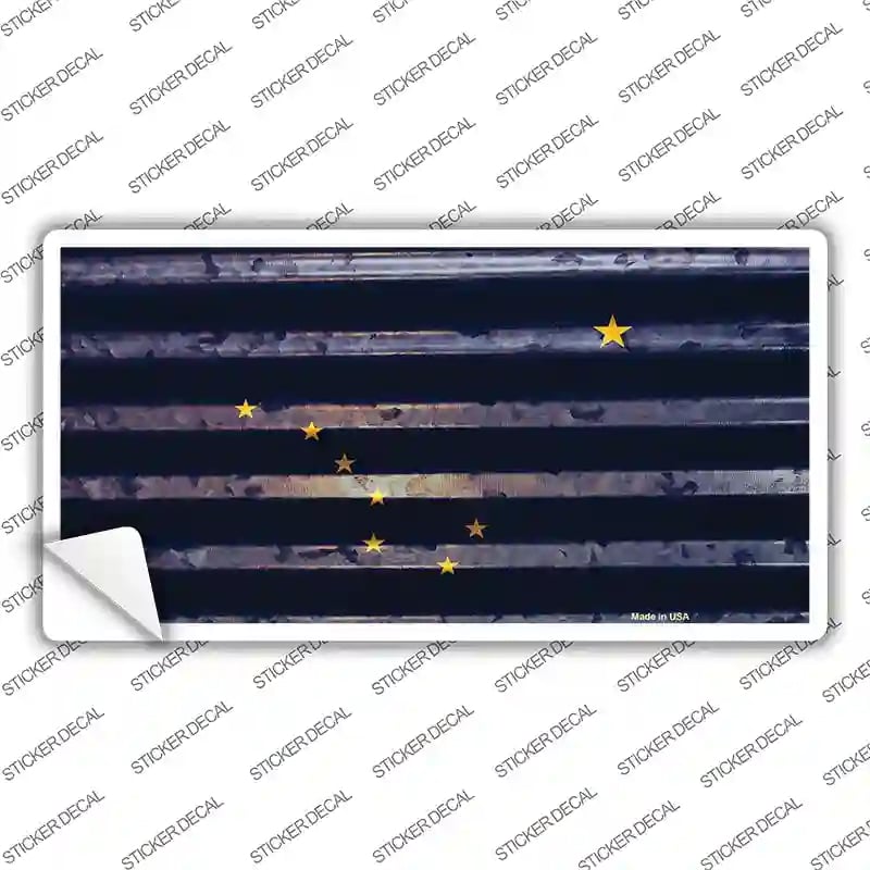 LP-11943s-S Alaska Corrugated Flag Novelty Sticker Decal, Small