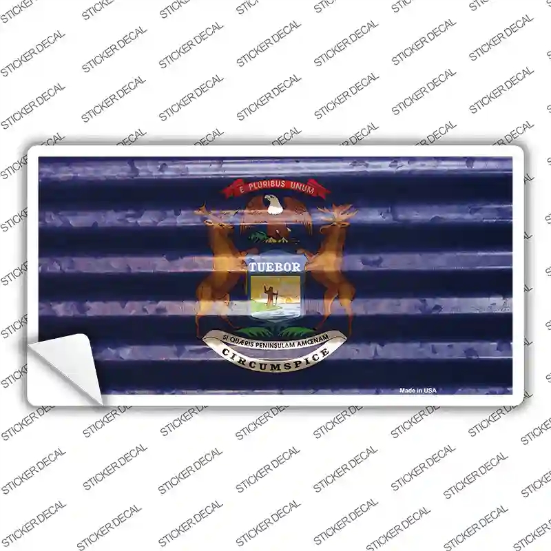 LP-11963s-S Michigan Corrugated Flag Novelty Sticker Decal, Small
