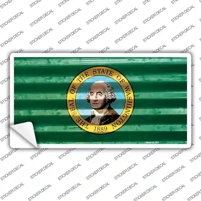 LP-11988s-S Washington Corrugated Flag Novelty Sticker Decal, Small