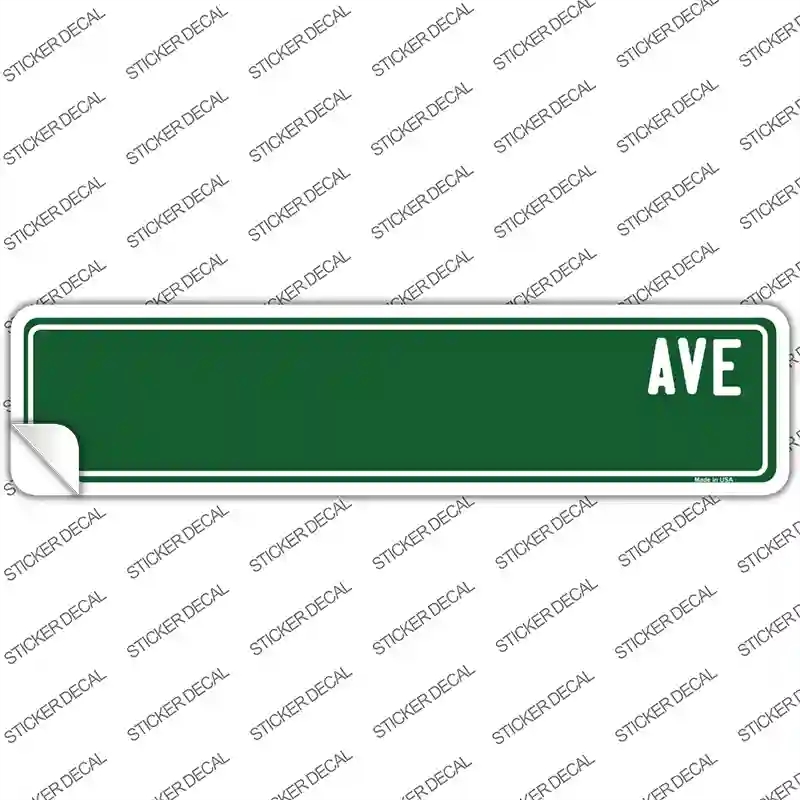 K-658s-S Green Avenue Blank Novelty Narrow Sticker Decal, Small