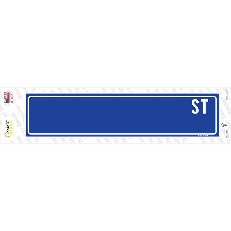 K-725s-M Blue Street Blank Novelty Narrow Sticker Decal, Medium