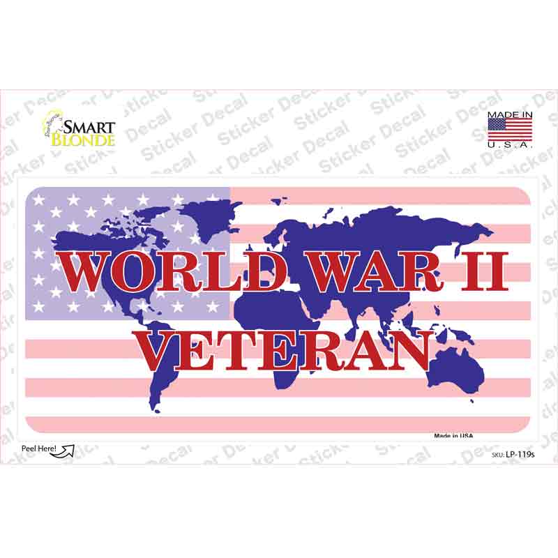 LP-119s-M WW II Veteran Novelty Sticker Decal, Medium