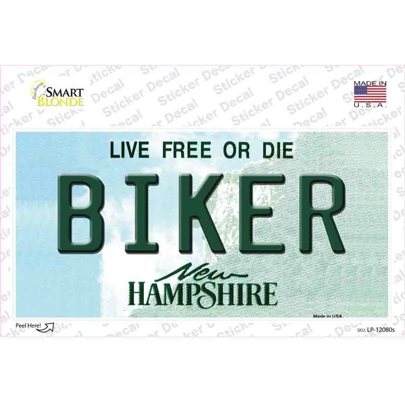 LP-12080s-M Biker   Hampshire State Novelty Sticker Decal, Medium