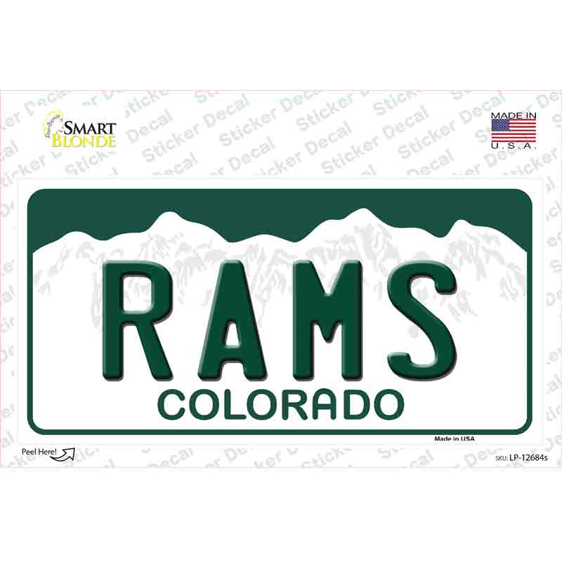LP-12684s-M Rams Novelty Sticker Decal, Medium