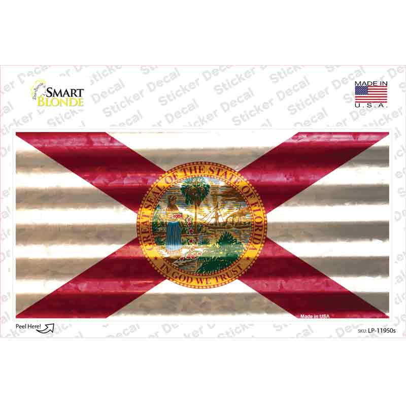 LP-11950s-M Florida Corrugated Flag Novelty Sticker Decal, Medium