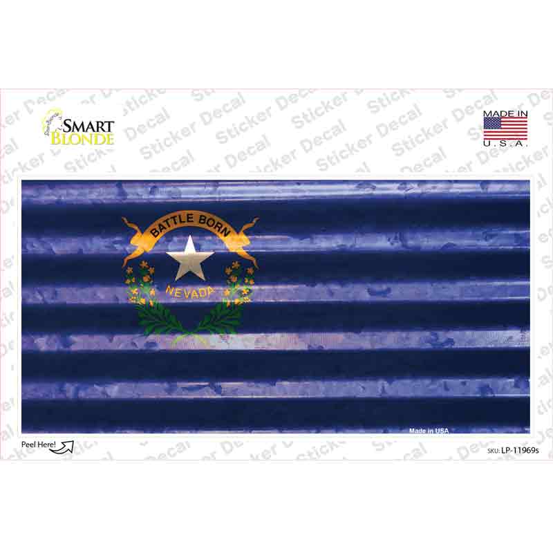LP-11969s-M Nevada Corrugated Flag Novelty Sticker Decal, Medium