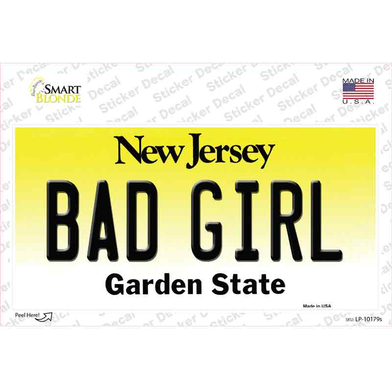 LP-10179s-M Bad Girl   Jersey Novelty Sticker Decal, Medium