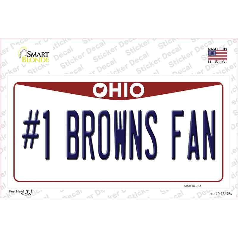 LP-13476s-M Number 1 Browns Fan Novelty Sticker Decal, Medium