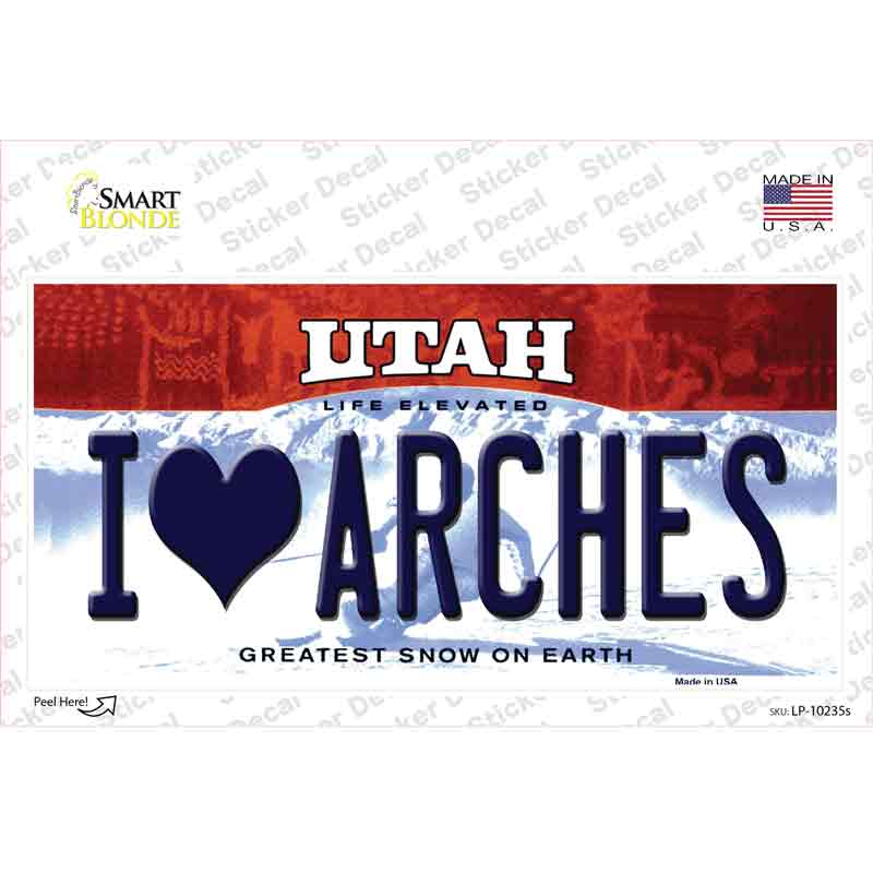 LP-10235s-M I Love Arches Utah Novelty Sticker Decal, Medium