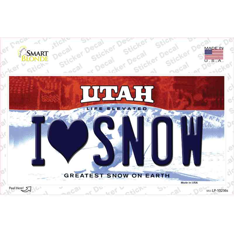 LP-10236s-M I Love Snow Utah Novelty Sticker Decal, Medium