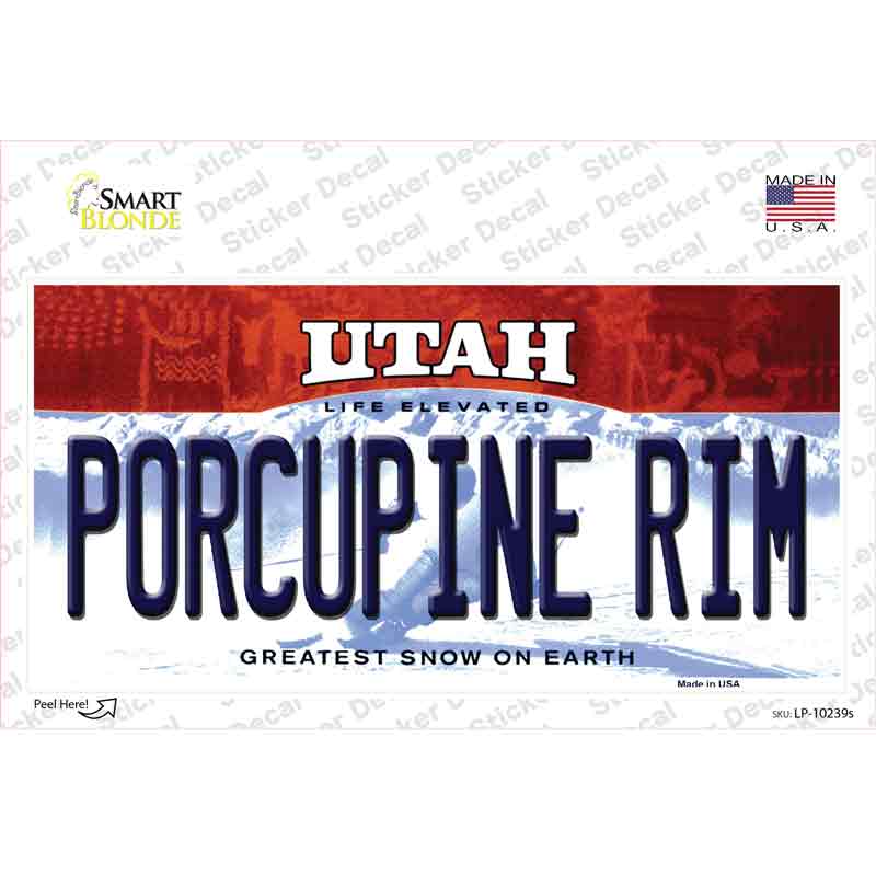 LP-10239s-M Porcupine Rim Utah Novelty Sticker Decal, Medium