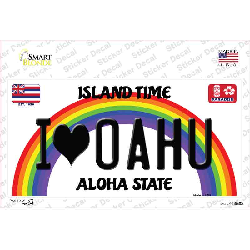 LP-13630s-M I Heart Oahu Novelty Sticker Decal, Medium