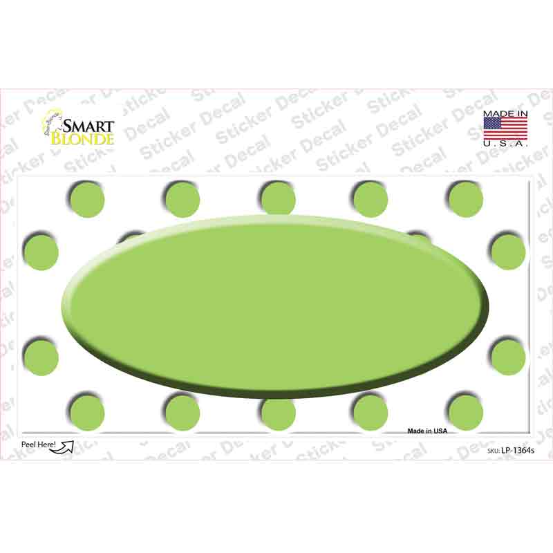 LP-1364s-M Lime Green White Polka Dot Center Oval Novelty Sticker Decal, Medium