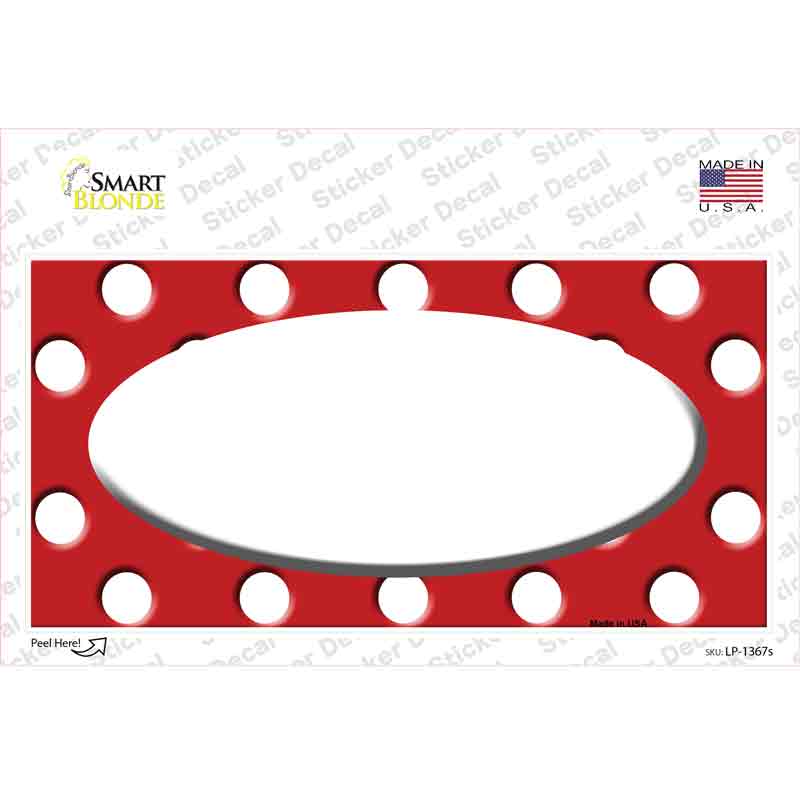 LP-1367s-M White Red Polka Dot Center Oval Novelty Sticker Decal, Medium