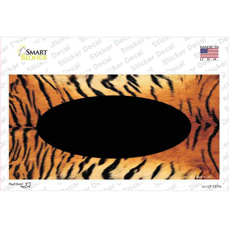 LP-1371s-M Tiger with Black Center Oval Novelty Sticker Decal, Medium