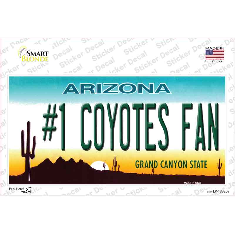 LP-13320s-M Number 1 Coyotes Fan Novelty Sticker Decal, Medium
