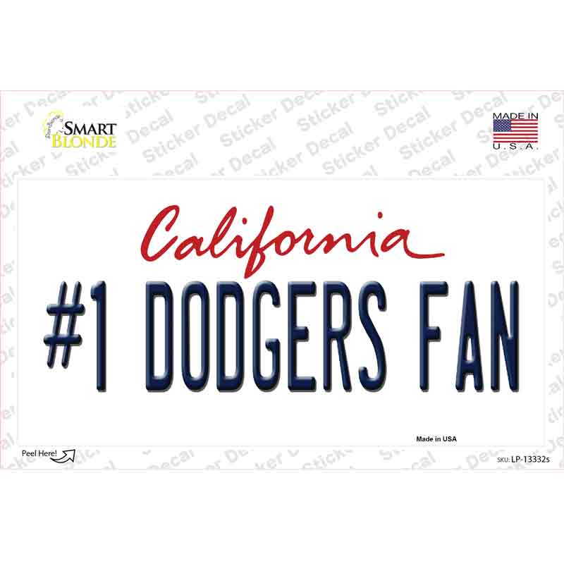 LP-13332s-M Number 1 Dodgers Fan Novelty Sticker Decal, Medium