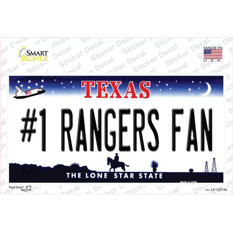 LP-13514s-M Number 1 Rangers Fan Novelty Sticker Decal, Medium