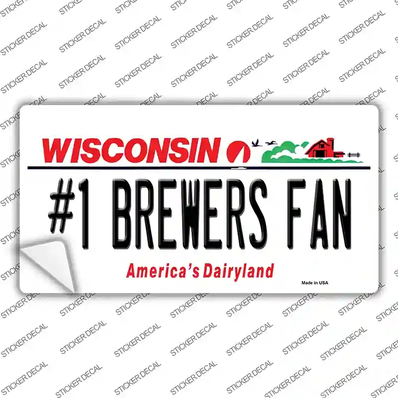 LP-13532s-S Number 1 Brewers Fan Novelty Sticker Decal, Small
