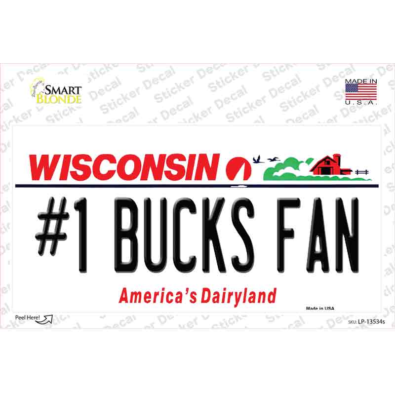 LP-13534s-M Number 1 Bucks Fan Novelty Sticker Decal, Medium