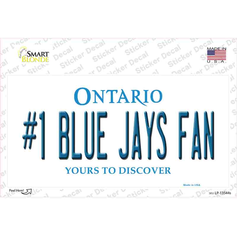 LP-13544s-M Number 1 Blue Jays Fan Novelty Sticker Decal, Medium