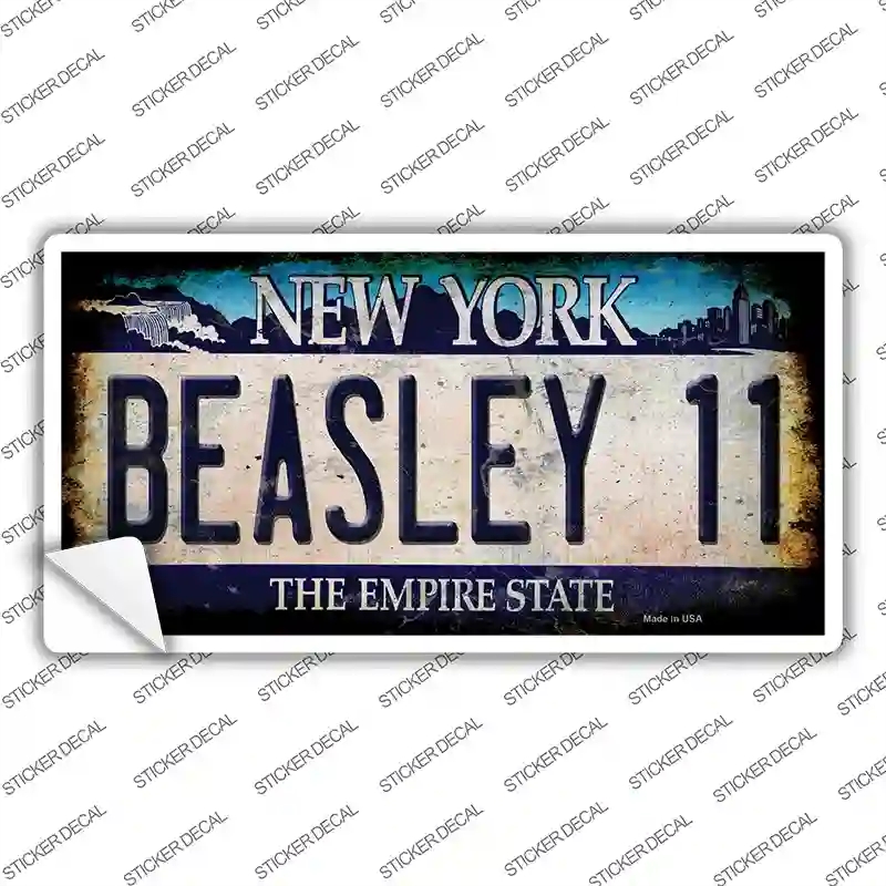 LP-13947s-L Beasley 11   York Blue Novelty Sticker Decal, Large