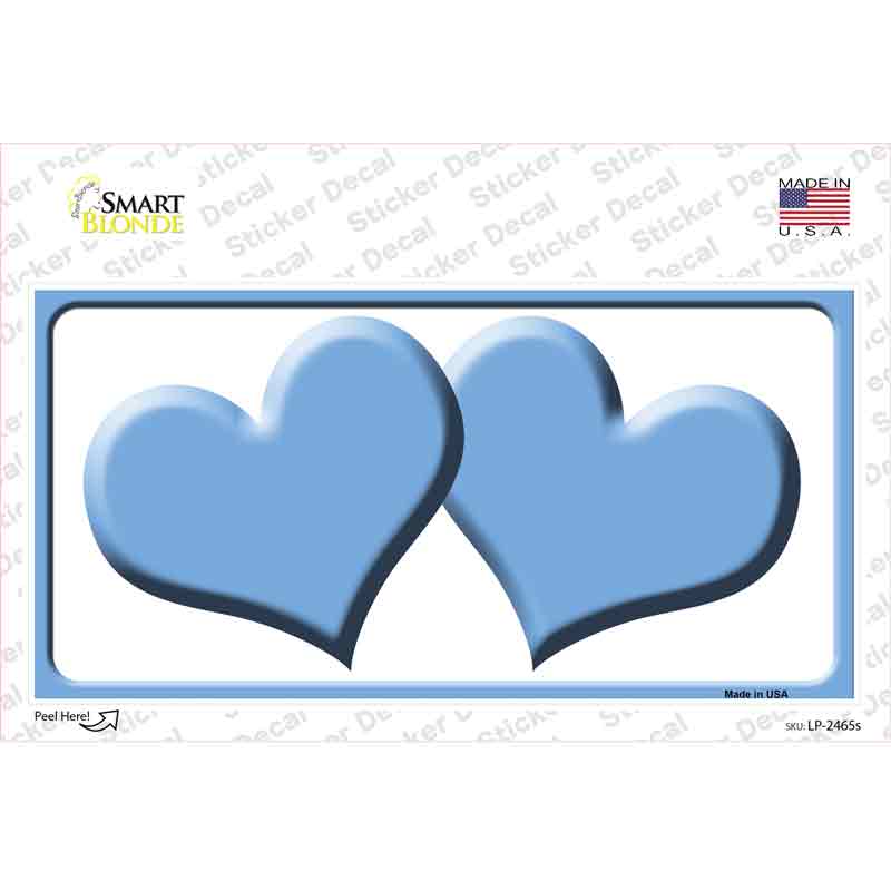 LP-2465s-M Solid Light Blue Centered Hearts White Novelty Sticker Decal, Medium