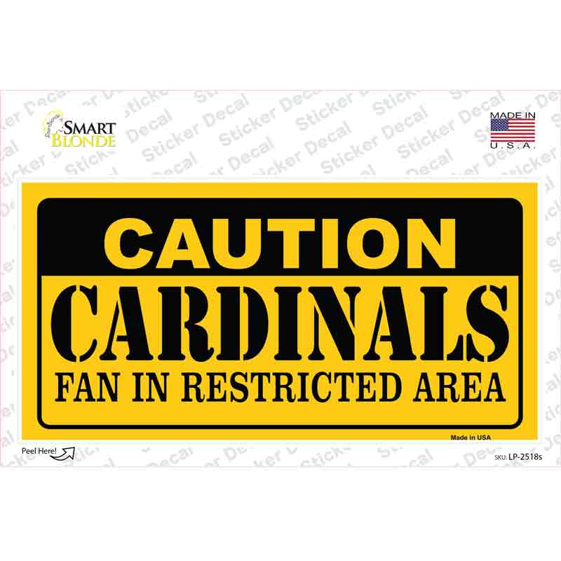 LP-2518s-M Caution Cardinals Novelty Sticker Decal, Medium