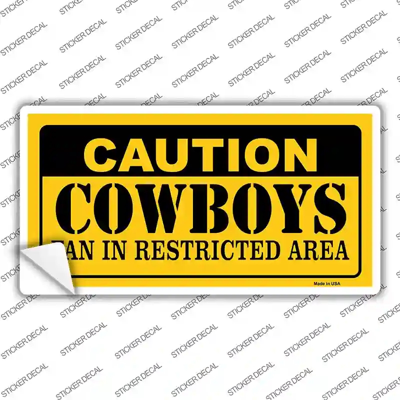 LP-2520s-S Caution Cowboys Novelty Sticker Decal, Small