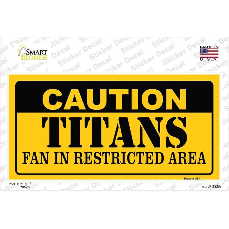 LP-2523s-M Caution Titans Novelty Sticker Decal, Medium