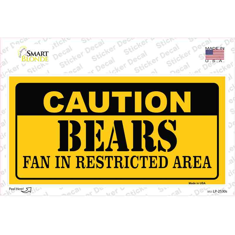 LP-2530s-M Caution Bears Novelty Sticker Decal, Medium
